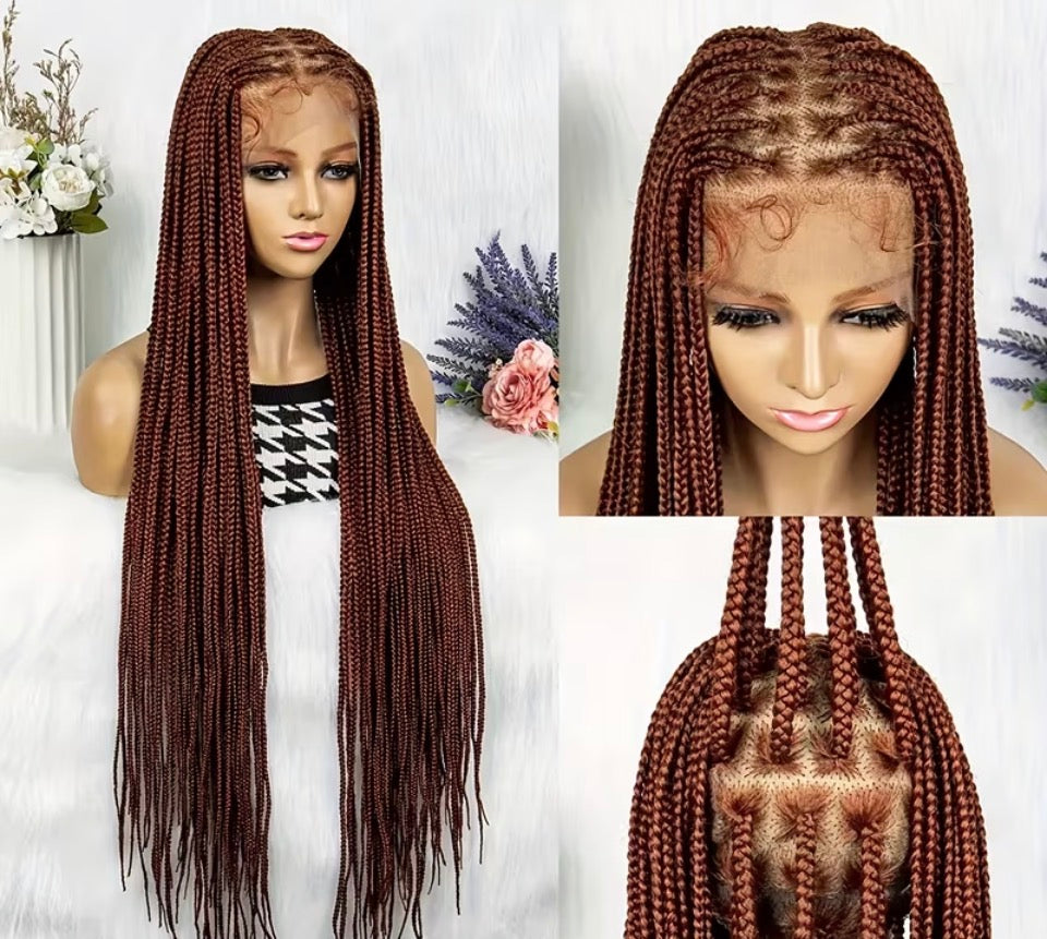Nique's Boutique 38" Knotless Braided Wig - Color #350 Long Braided Wig | Glueless Protective
Style