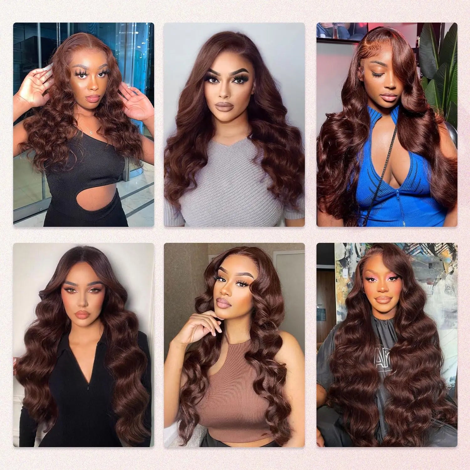 Chocolate Brown Body Wave Lace Front Wig Human Hair Pre-Plucked Brazilian Virgin Hair Bleached Knots HD Lace Frontal Wig