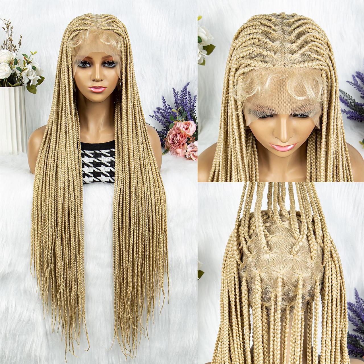 613 Blonde Box Cornrow Braided Wig | HD Full Lace Knotless Braids Wig | Synthetic Braiding Wig for Black Women