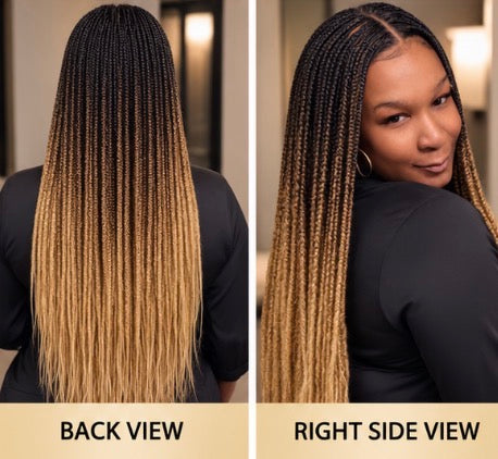 Nique's Boutique 28" Long Knotless
Braided Wig - Light Brown 1BT27 |
Glueless Braided Wig