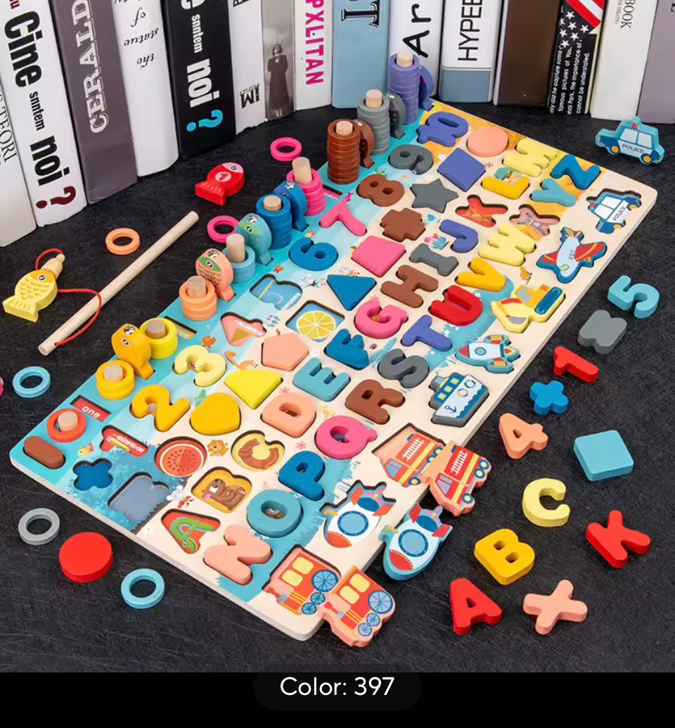 3D Preschool Children Educational Toys Wooden Arithmetic Magnetic Fishing Digital Shape Matching Building Block Toys