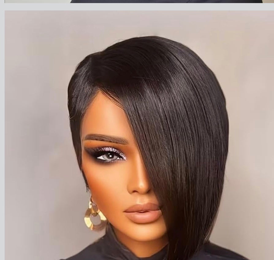 Nique’s Sleek Synthetic Side-Swept Bob Wig