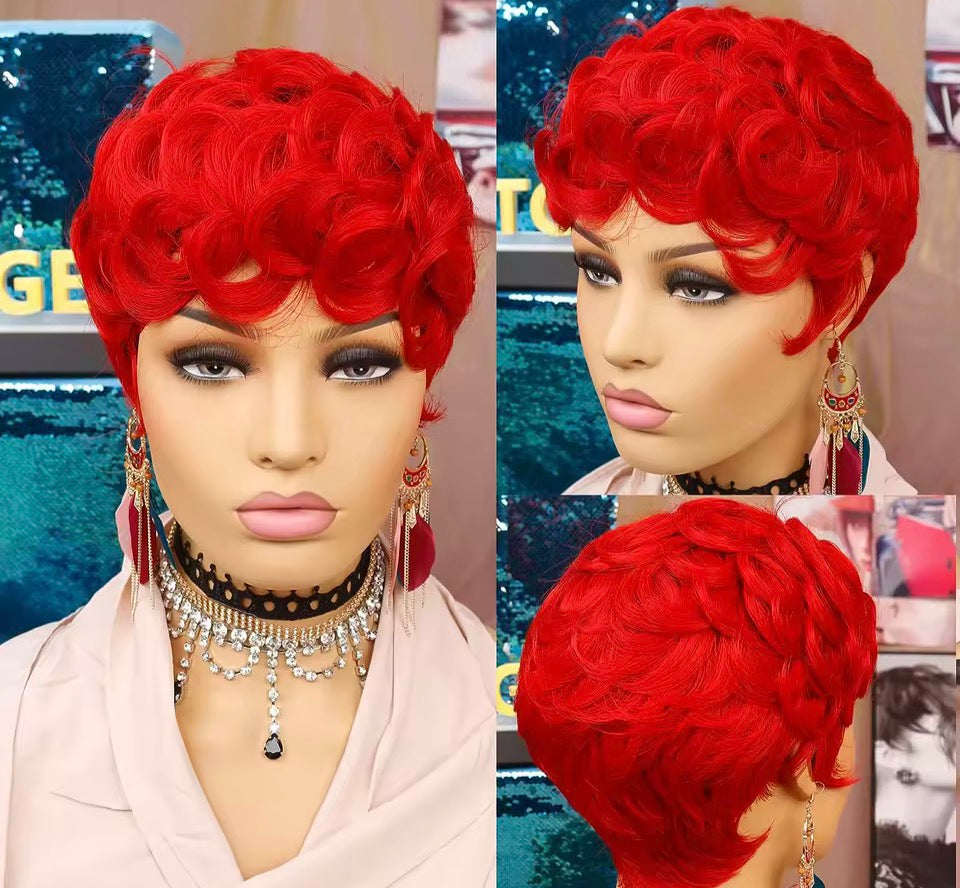 Nique’s Red Pixie Cut Wigs for Black Women Short Hair