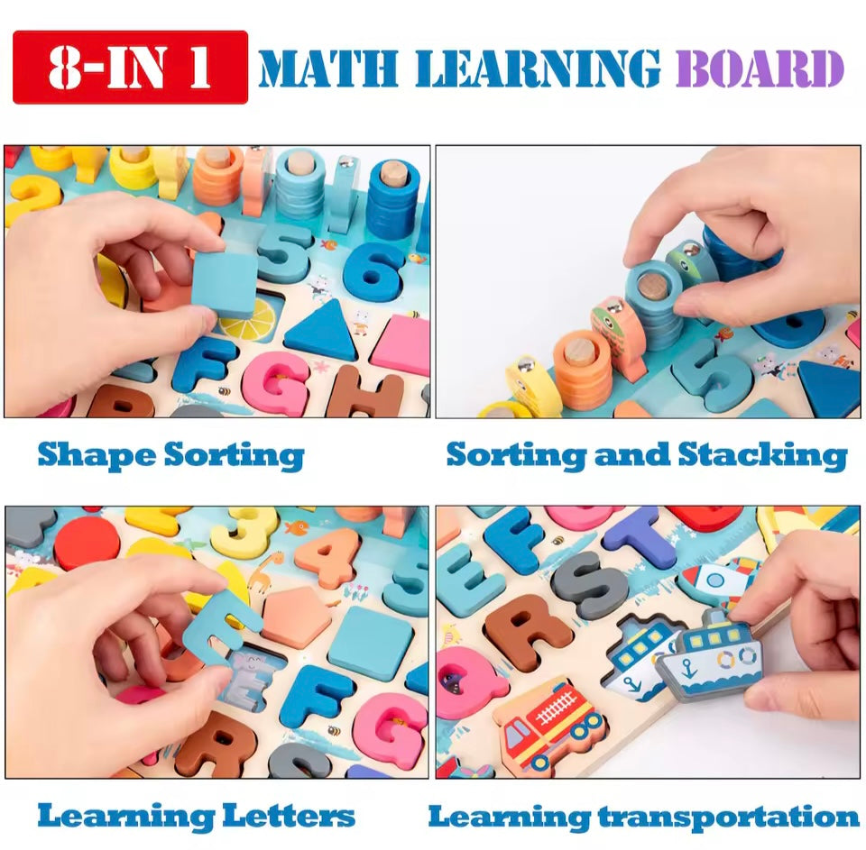 3D Preschool Children Educational Toys Wooden Arithmetic Magnetic Fishing Digital Shape Matching Building Block Toys