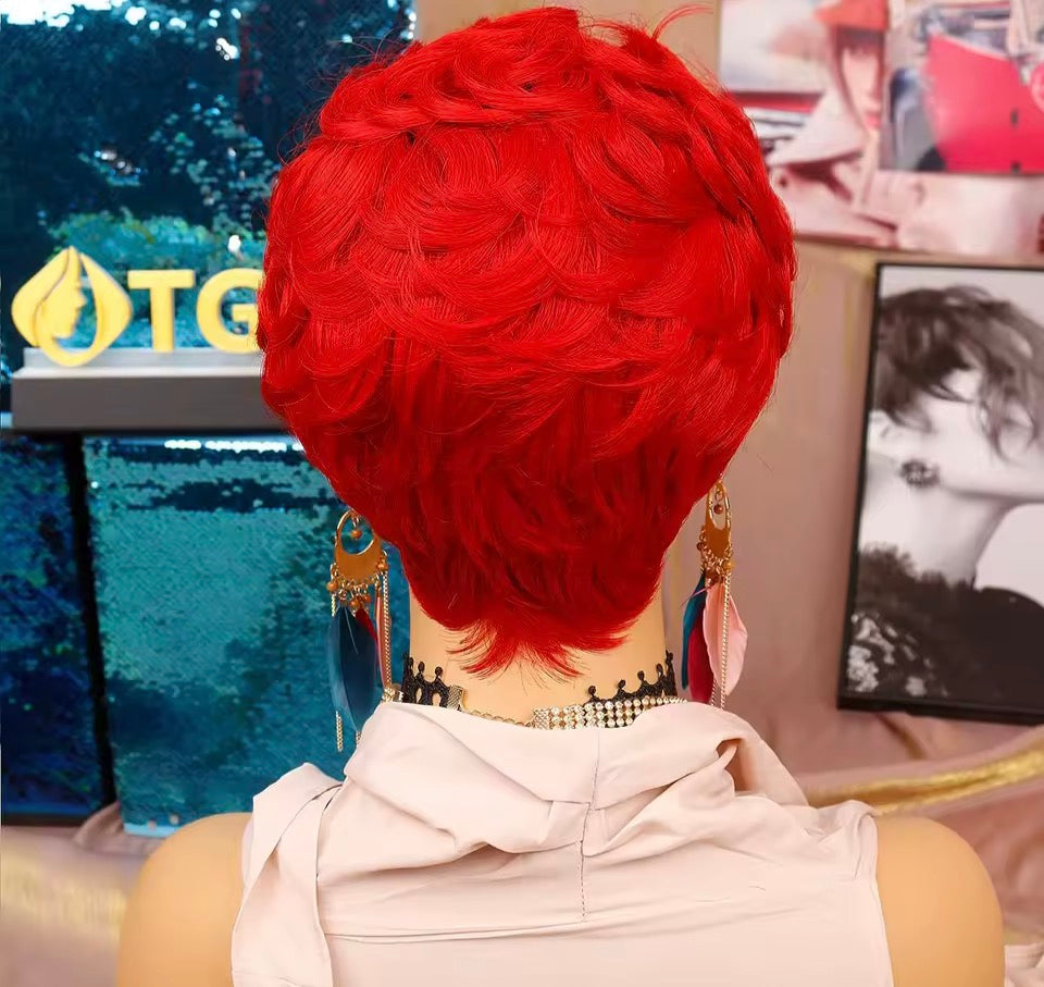 Nique’s Red Pixie Cut Wigs for Black Women Short Hair