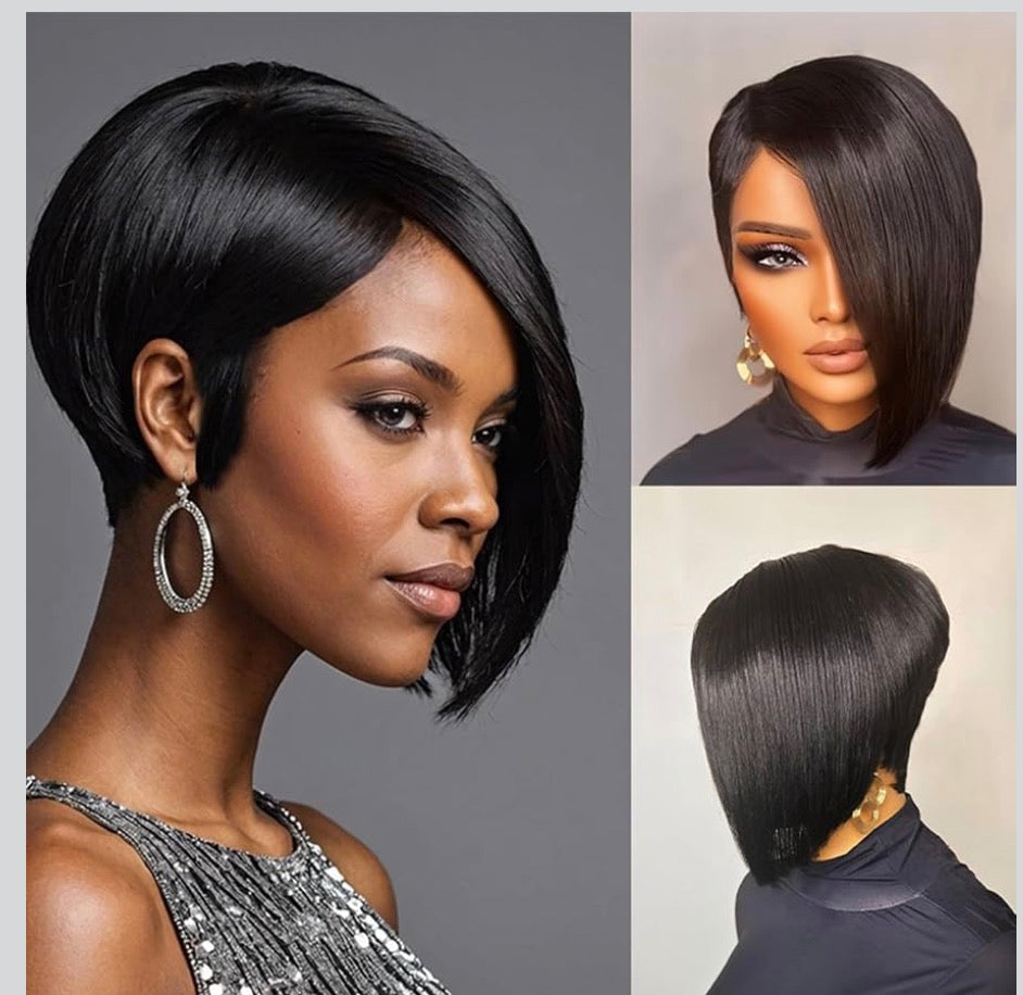 Nique’s Sleek Synthetic Side-Swept Bob Wig