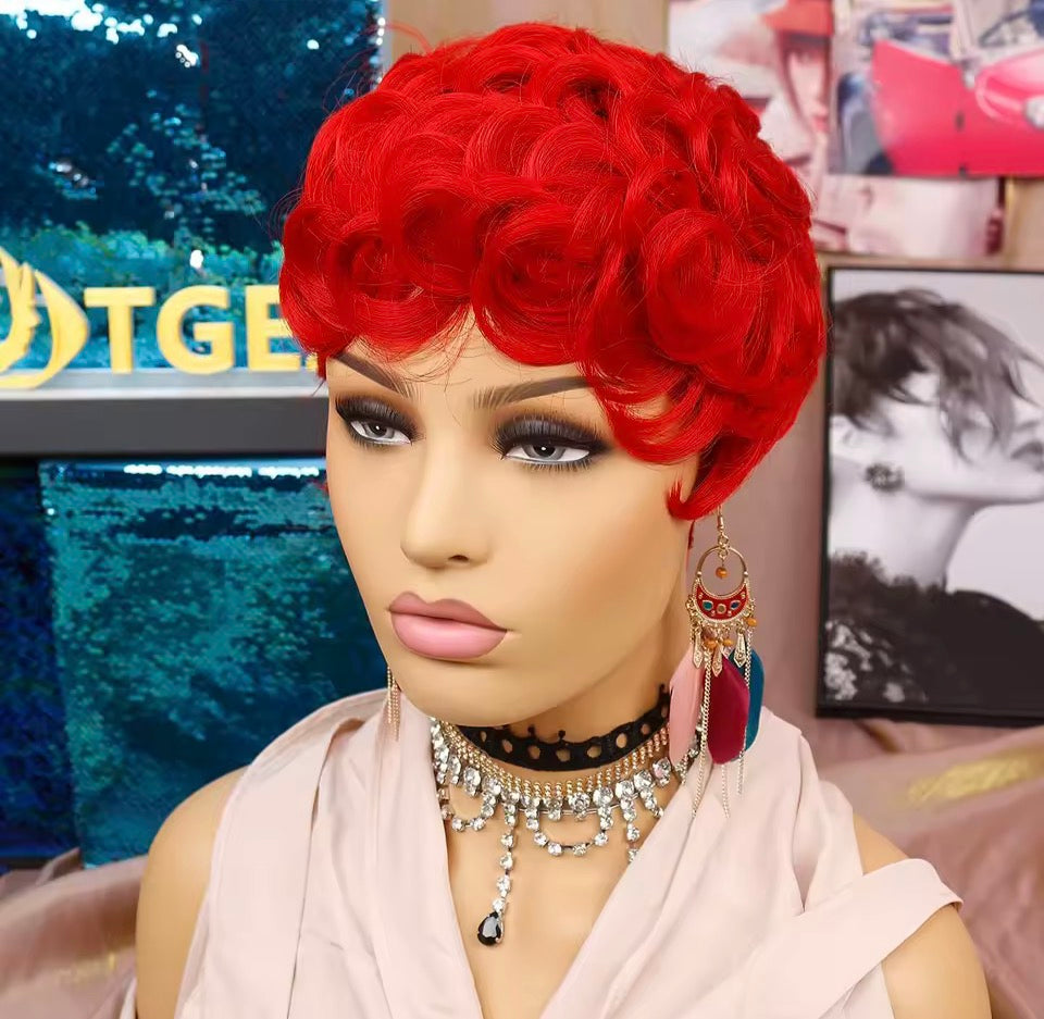 Nique’s Red Pixie Cut Wigs for Black Women Short Hair