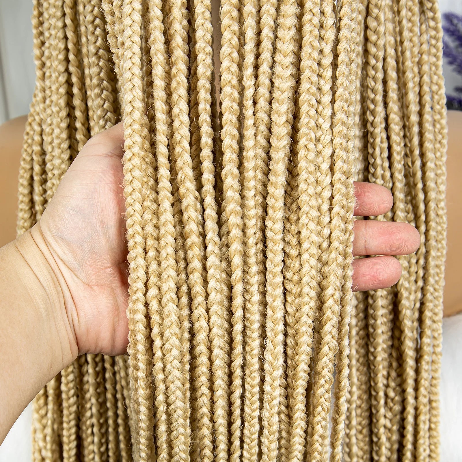 613 Blonde Box Cornrow Braided Wig | HD Full Lace Knotless Braids Wig | Synthetic Braiding Wig for Black Women