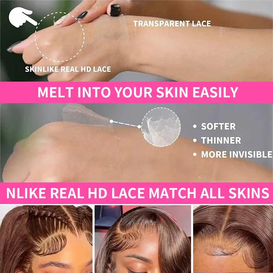 Chocolate Brown Body Wave Lace Front Wig Human Hair Pre-Plucked Brazilian Virgin Hair Bleached Knots HD Lace Frontal Wig